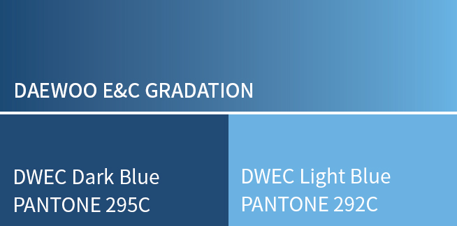 DAEWOO E&C GRADATION, DWEC Dark Blue PANTONE 295C, DWEC Light Blue PANTONE 292C